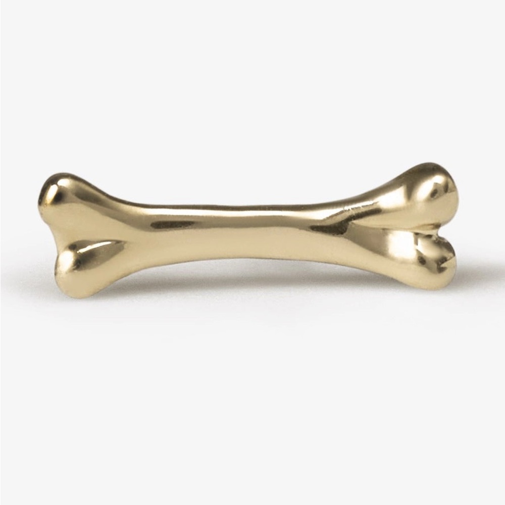Ask and embla mortal threadless end bone 14k yellow gold earring